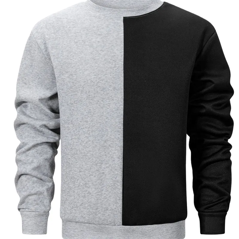 Herren Sweatshirt mit zweifarbiger Blockoptik, Rundhals & weichem Baumwoll‑Mix Nord Taschen