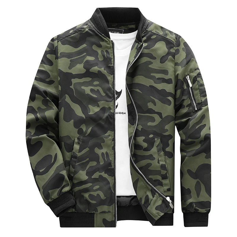 Herren Camouflage-Bomberjacke im Military‑Look mit Reißverschluss und Ärmel‑Utilitytasche Nord Taschen