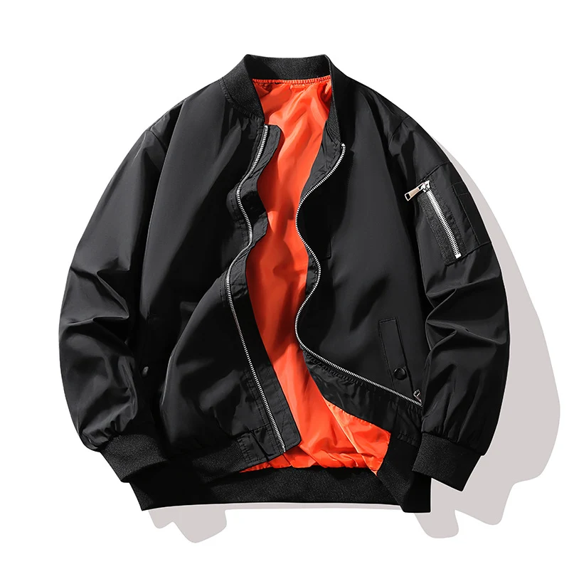 Herren Bomberjacke im Fliegerstil mit kontrastfarbenem Innenfutter, Ärmel‑Reißverschlusstasche & Rippenbündchen Nord Taschen
