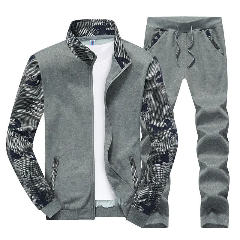 Herren Sportives Trainingsanzug-Set aus Funktionssoftshell mit Camouflage-Ärmeln und regulierbarer Joggerhose Nord Taschen