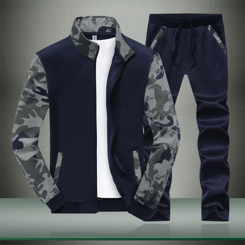 Herren Sportives Trainingsanzug-Set aus Funktionssoftshell mit Camouflage-Ärmeln und regulierbarer Joggerhose Nord Taschen