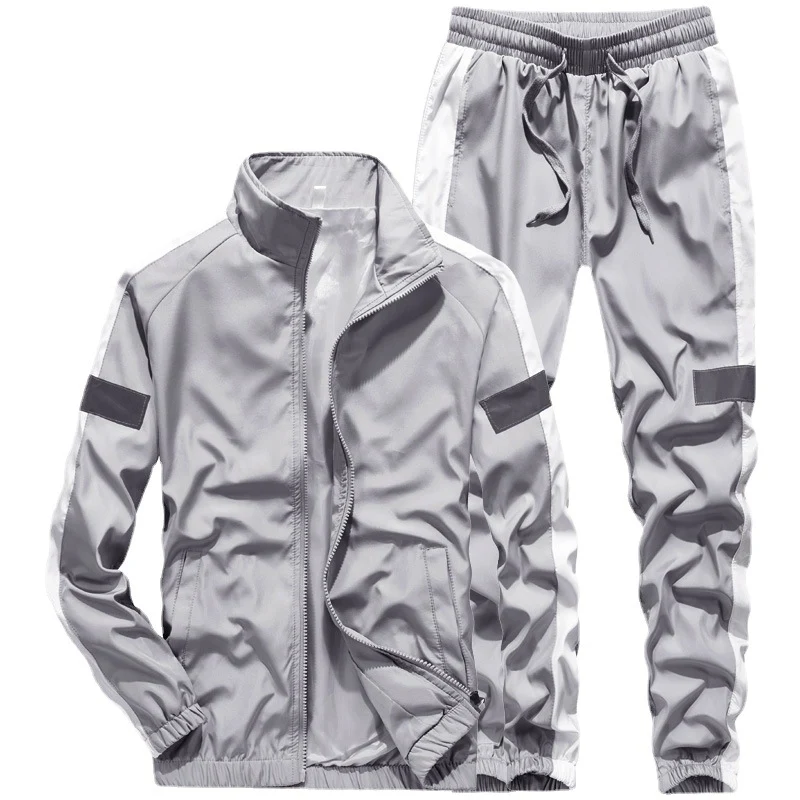 Herren Sportives Freizeit-Trainingsanzug-Set aus leichtem Windbreaker-Material mit Kontraststreifen und reflektierenden Einsätzen Nord Taschen