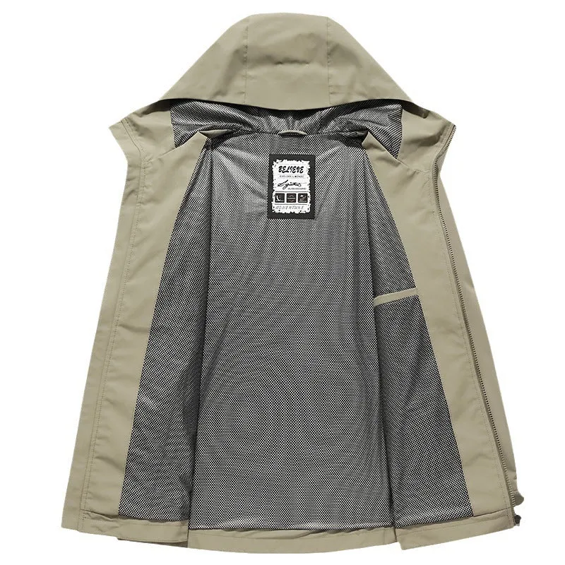 Herren Softshell Regen- und Übergangsjacke mit Kapuze, winddichter Membran und atmungsaktivem Meshfutter Nord Taschen