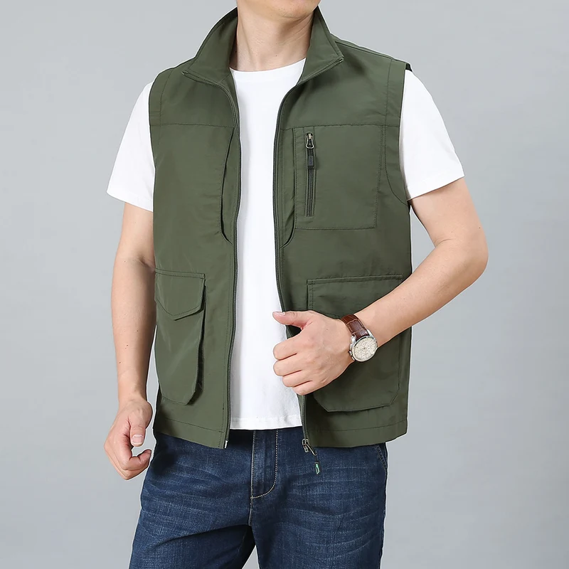 Herren Utility-Weste mit mehreren Taschen und Stehkragen Nord Taschen