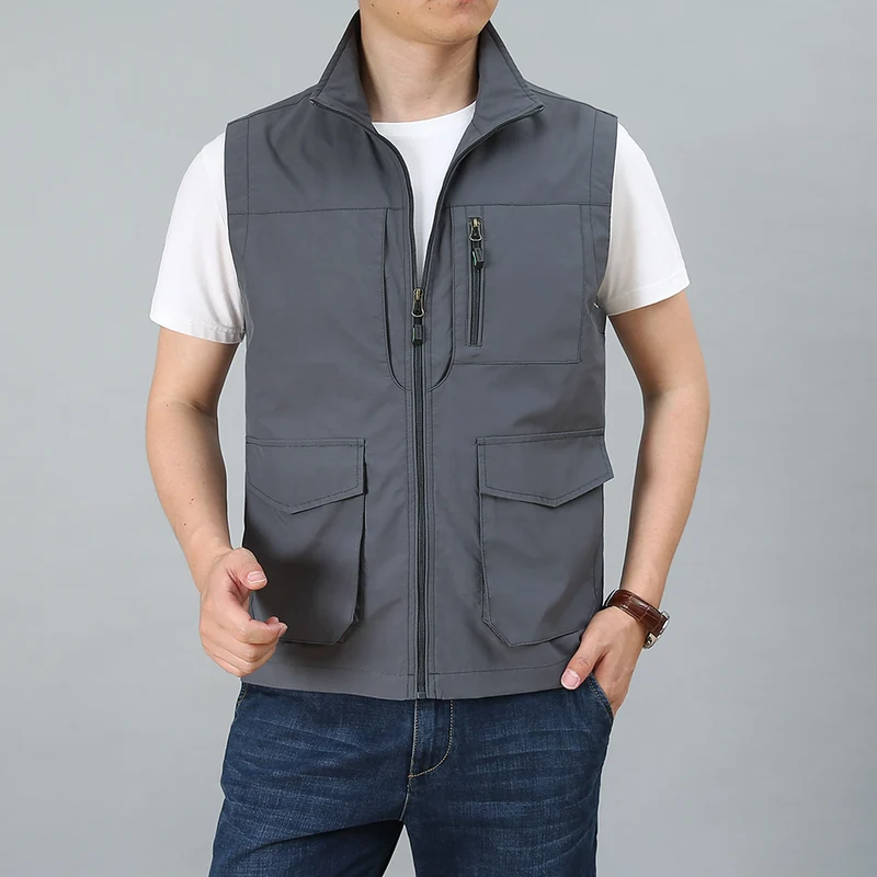 Herren Utility-Weste mit mehreren Taschen und Stehkragen Nord Taschen