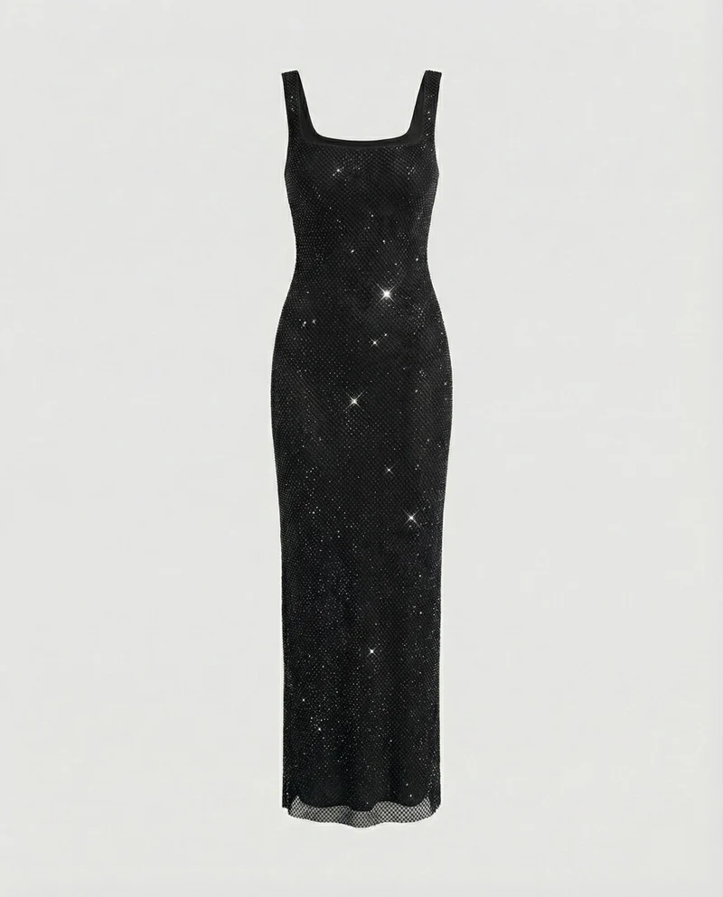 Damen funkelndes Abendkleid aus Netzstoff