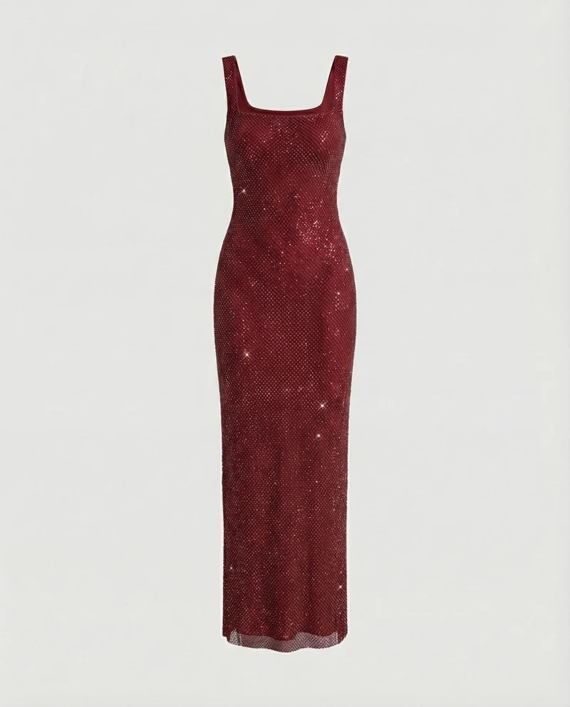 Damen funkelndes Abendkleid aus Netzstoff