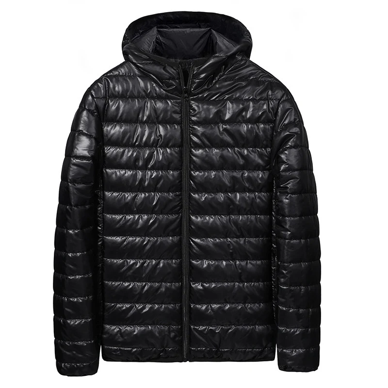 Herren Ultraleichte gesteppte Kapuzenjacke mit horizontaler Kammerschnitt‑Steppung und durchgehendem Reißverschluss Nord Taschen