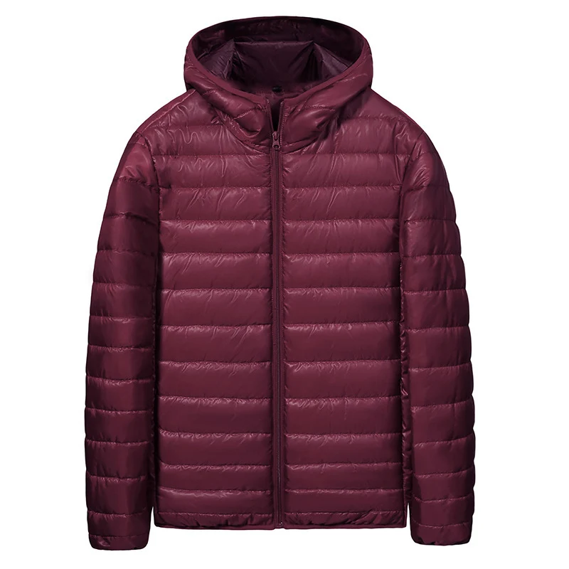 Herren Ultraleichte gesteppte Kapuzenjacke mit horizontaler Kammerschnitt‑Steppung und durchgehendem Reißverschluss Nord Taschen