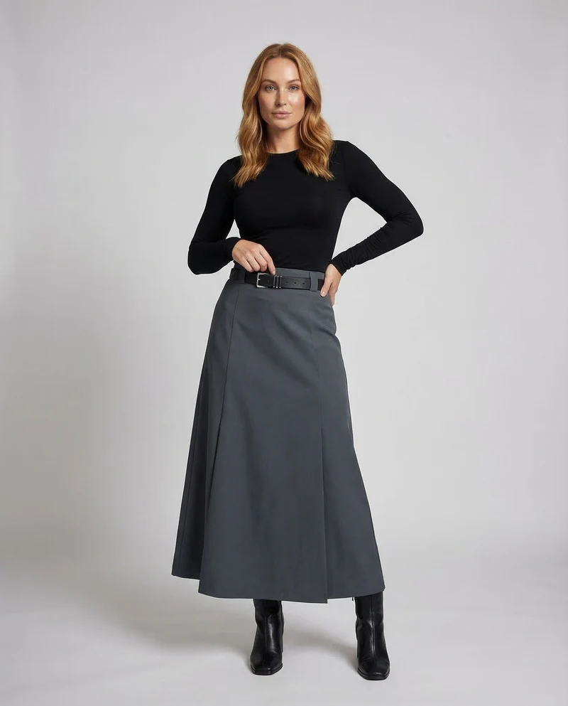 Damen Maxirock Kellerfalten
