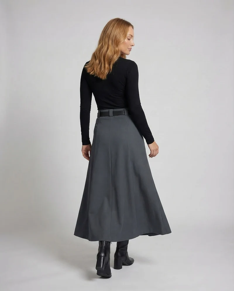 Damen Maxirock Kellerfalten