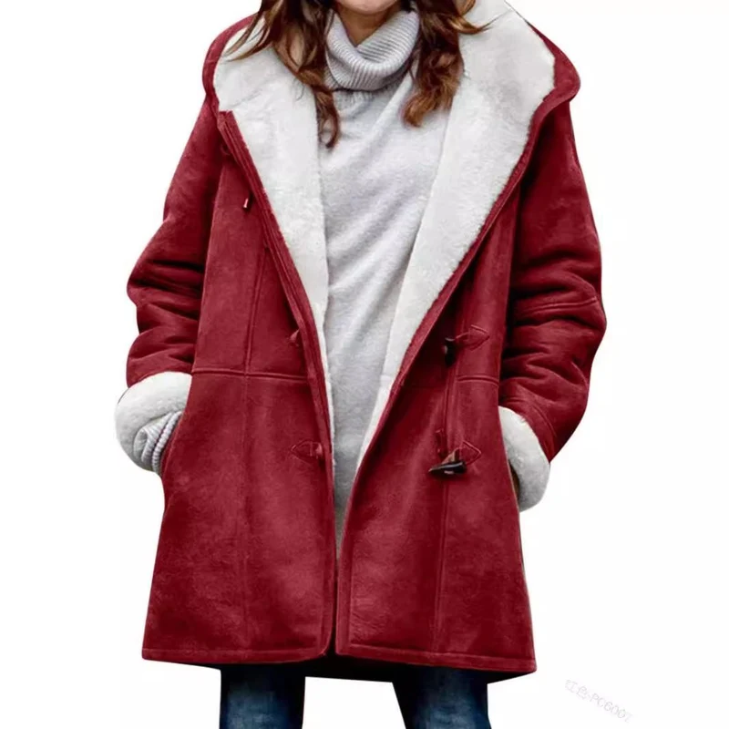 Damen Teddygefütterter Dufflecoat mit Kapuze, Kunstfell-Innenfutter und Knebelverschlüssen Nord Taschen