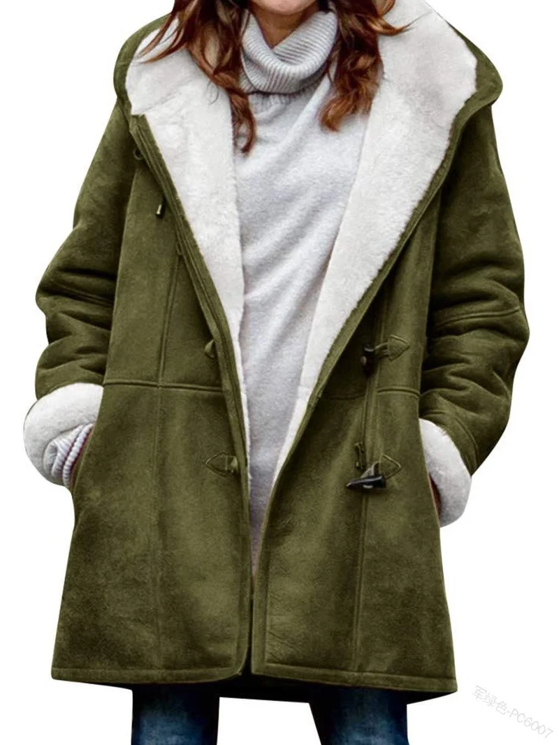 Damen Teddygefütterter Dufflecoat mit Kapuze, Kunstfell-Innenfutter und Knebelverschlüssen Nord Taschen