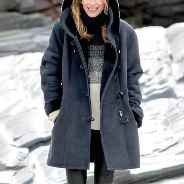 Damen Teddygefütterter Dufflecoat mit Kapuze, Kunstfell-Innenfutter und Knebelverschlüssen Nord Taschen