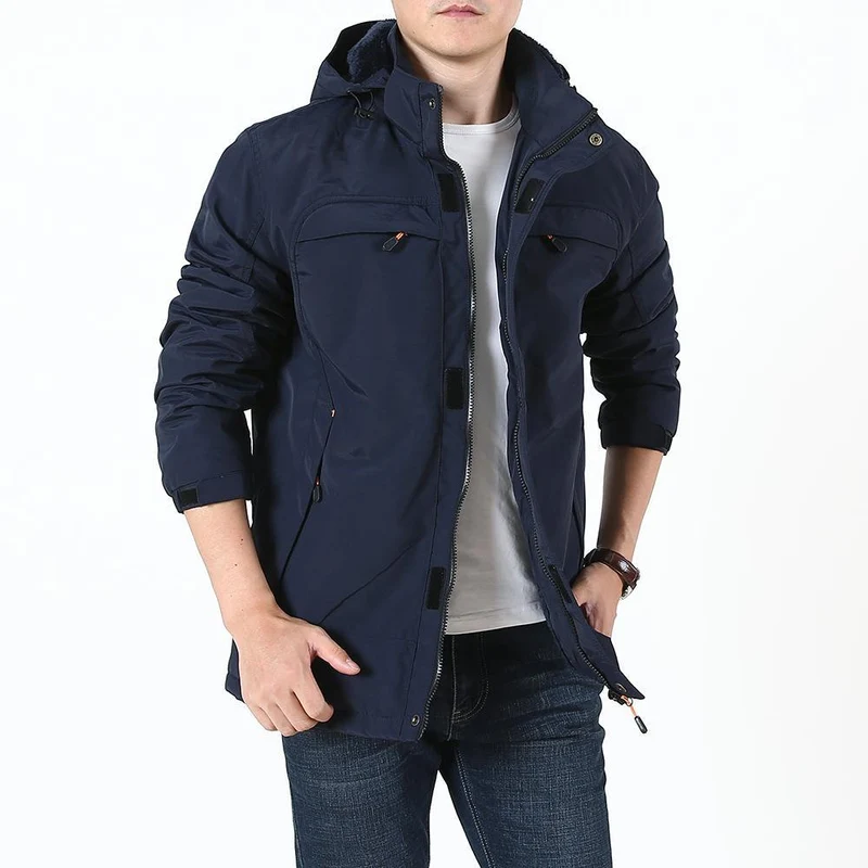 Herren Leichter Softshell-Parka mit Fleecegefütterter Kapuze und Multifunktions‑Taschen Nord Taschen