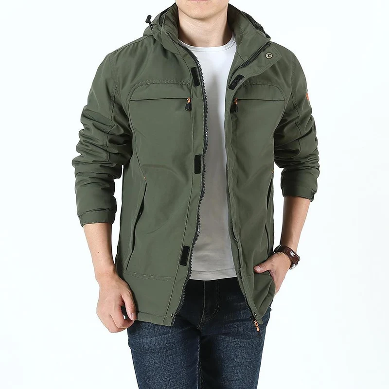 Herren Leichter Softshell-Parka mit Fleecegefütterter Kapuze und Multifunktions‑Taschen Nord Taschen