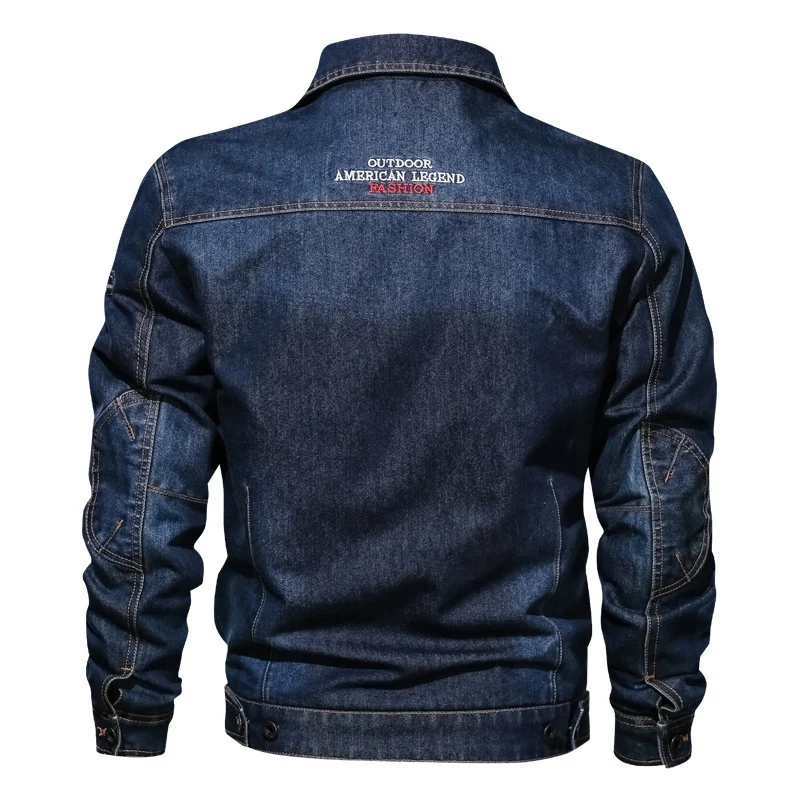 Herren Robuste Denim-Truckerjacke im Vintage-Washed-Look mit Kontraststeppungen Nord Taschen