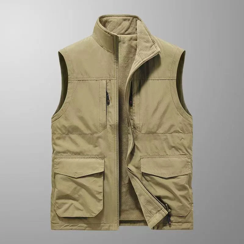 Herren robuste Canvas-Utility-Weste mit multifunktionalen Außentaschen und hohem Stehkragen Nord Taschen