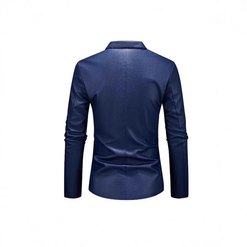 Herren Slim-Fit Ledersakko mit Ein-Knopf, klassischem Revers und Pattentaschen Nord Taschen