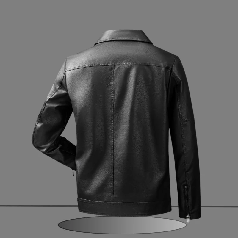 Herren Slim-Fit Kunstlederjacke im minimalistischen Hemdkragen-Design mit verdecktem Zwei-Wege-Reißverschluss Nord Taschen