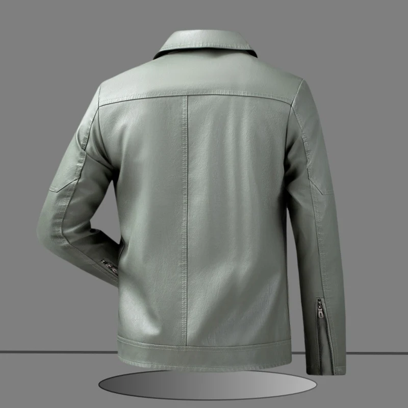 Herren Slim-Fit Kunstlederjacke im minimalistischen Hemdkragen-Design mit verdecktem Zwei-Wege-Reißverschluss Nord Taschen
