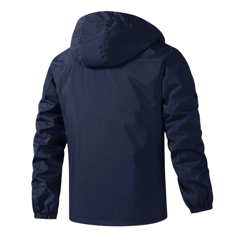 Herren Atmungsaktive wasserabweisende Kapuzen-Outdoorjacke mit kariertem Innenfutter, Multifunktions-Taschen & verstellbarer Kapuze Nord Taschen