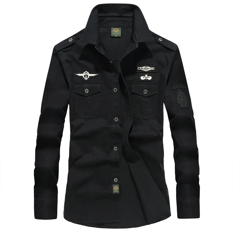 Herren Utility-Hemdjacke mit Schulterklappen, Brustpattentaschen und Badge-Applikationen Nord Taschen