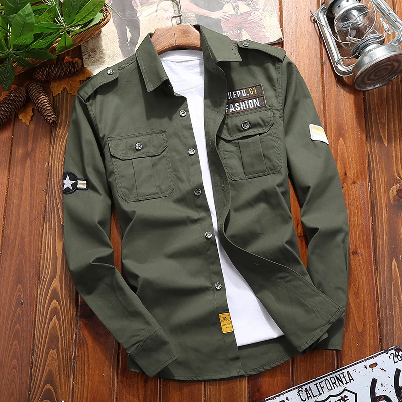 Herren Utility-Hemdjacke aus leichtem Baumwollcanvas mit Rollärmeln und Brustpattentaschen Nord Taschen
