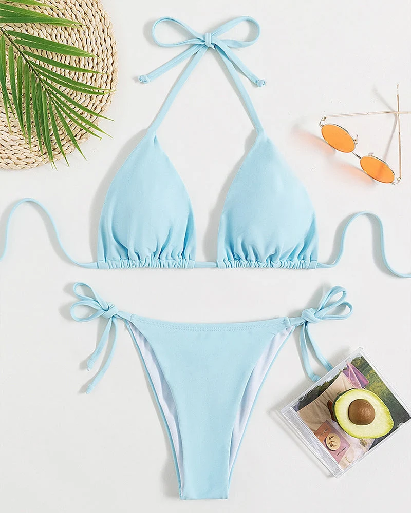 Damen Triangel-Bikini mit verstellbaren Bindebändern und elegantem Schnitt