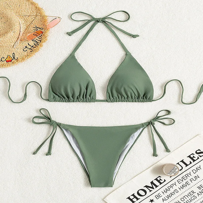Damen Triangel-Bikini mit verstellbaren Bindebändern und elegantem Schnitt