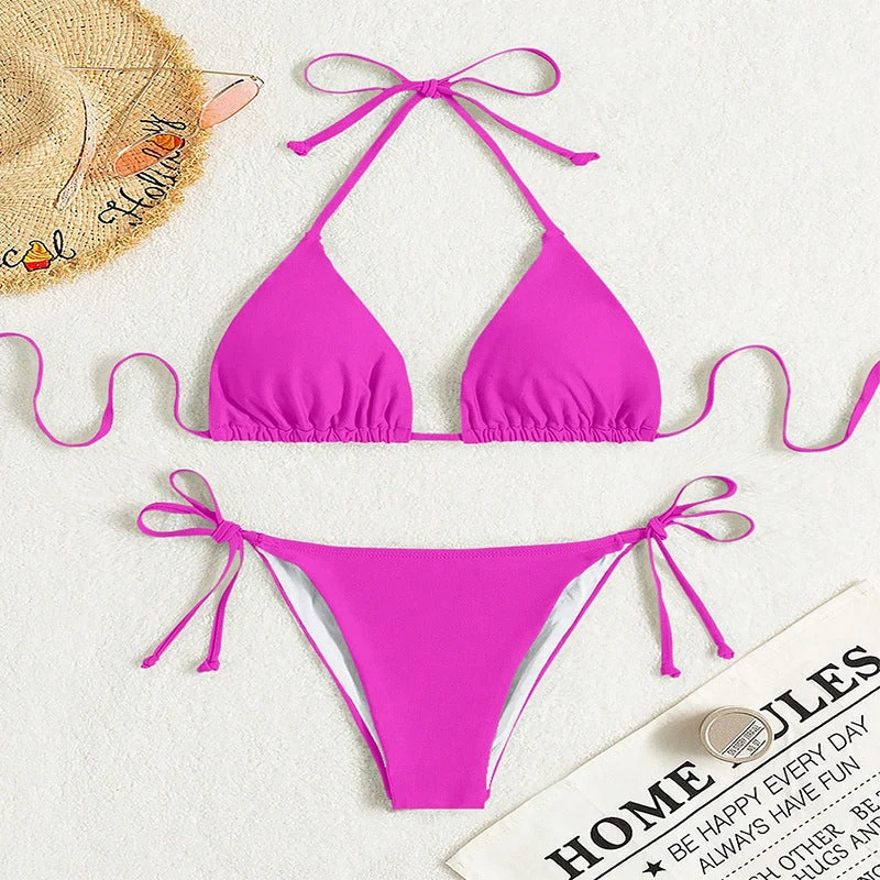 Damen Triangel-Bikini mit verstellbaren Bindebändern und elegantem Schnitt