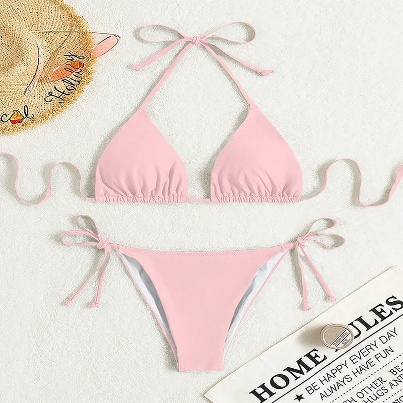 Damen Triangel-Bikini mit verstellbaren Bindebändern und elegantem Schnitt