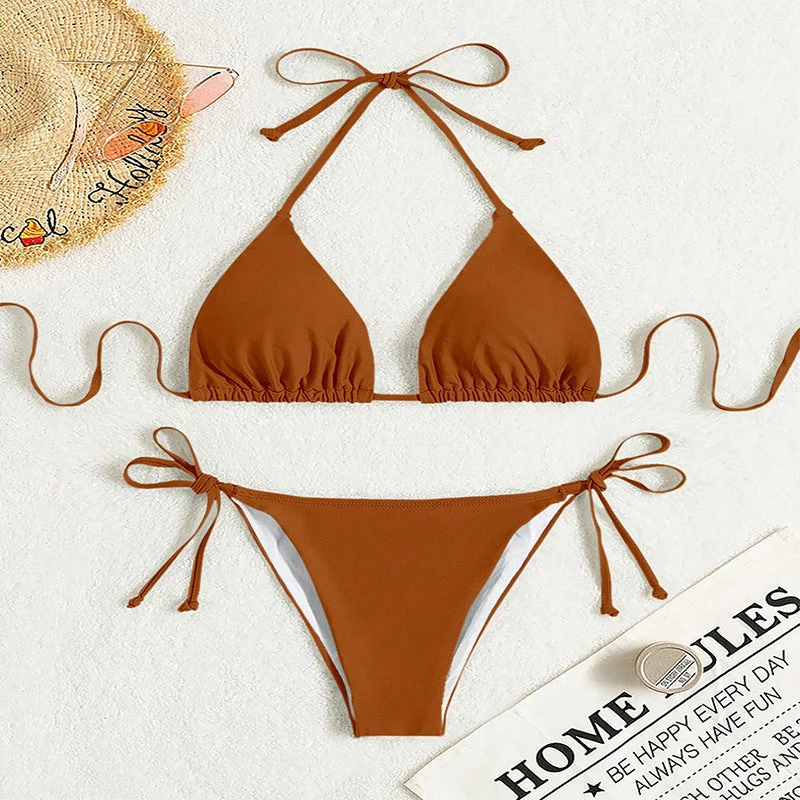 Damen Triangel-Bikini mit verstellbaren Bindebändern und elegantem Schnitt