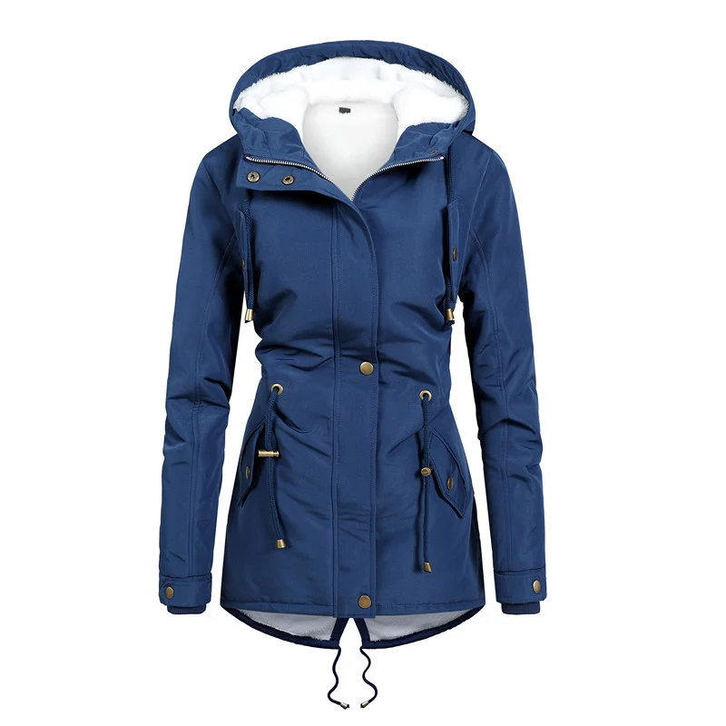 Damen Taillierter Parka mit Teddyfutter, verstellbarer Kapuze und Tunnelzug Nord Taschen