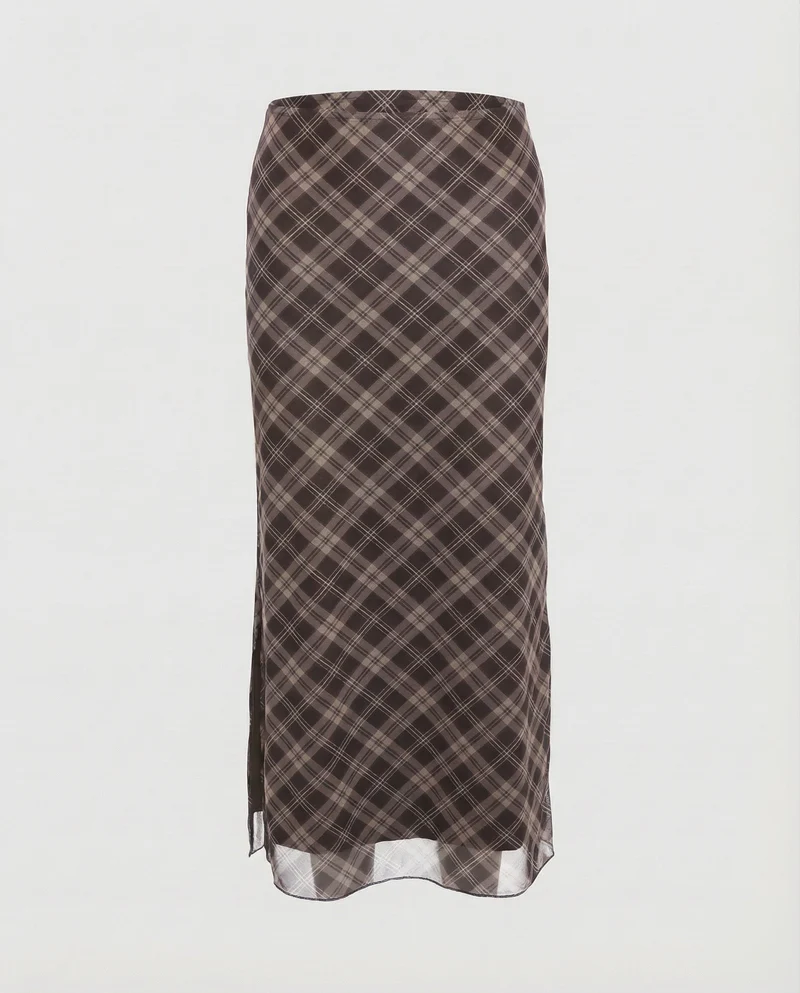 Damen Romantische Seitlicher Beinschlitz Chiffon Maxirock