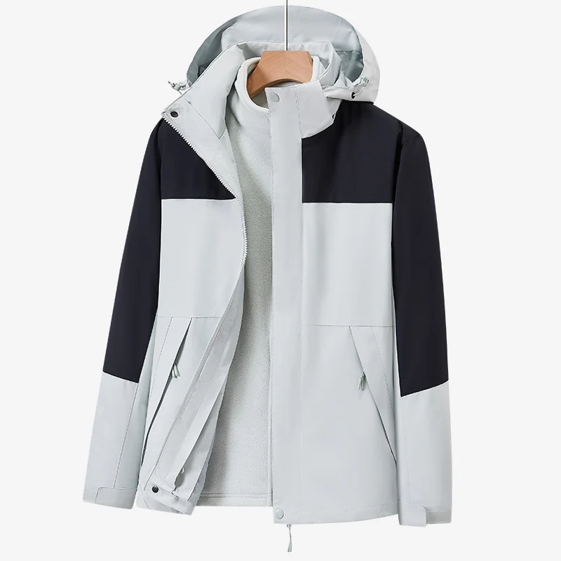 Unisex zweilagige wasserabweisende Outdoorjacke mit Kapuze und Colorblock-Design Nord Taschen