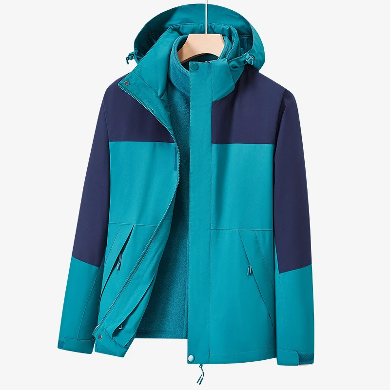 Unisex zweilagige wasserabweisende Outdoorjacke mit Kapuze und Colorblock-Design Nord Taschen