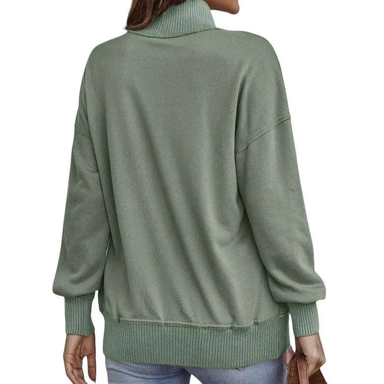 Damen Sweatpullover mit Stehkragen-Knopfleiste und Kängurutasche Nord Taschen