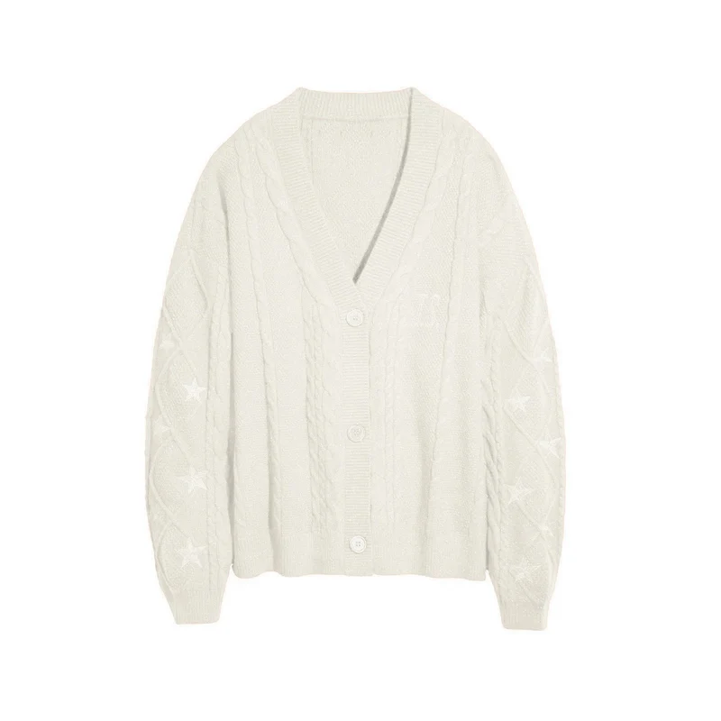 Damen Strickcardigan mit Zopfstrick, Stern‑Stickerei und Glanzfäden Nord Taschen