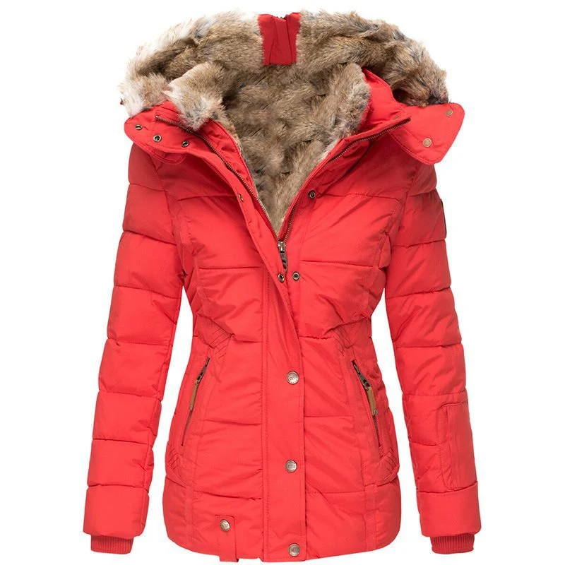 Damen Stepp-Parka mit tailliertem Schnitt und Kunstfellkapuze Nord Taschen