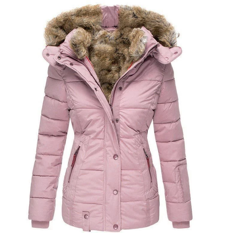 Damen Stepp-Parka mit tailliertem Schnitt und Kunstfellkapuze Nord Taschen