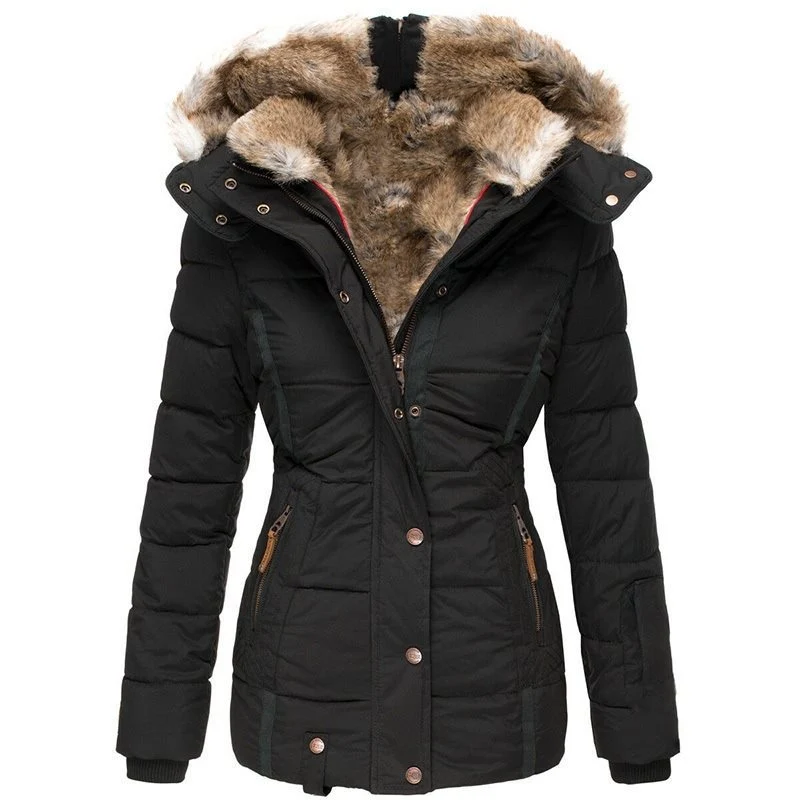 Damen Stepp-Parka mit tailliertem Schnitt und Kunstfellkapuze Nord Taschen