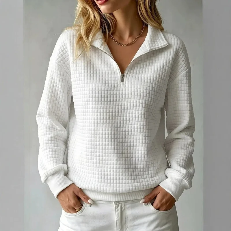 Damen Stepp-Fleece-Pullover mit halbem Reißverschluss und Stehkragen Nord Taschen