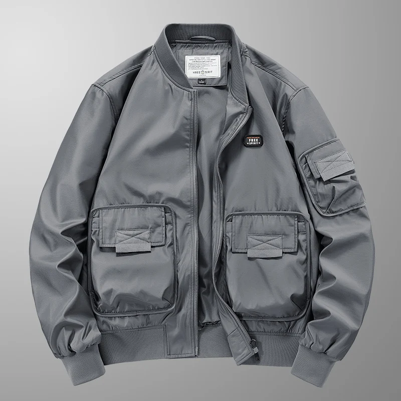Herren leichter Nylon-Bomber mit Utility‑Taschen, Ärmel‑Organizer und geripptem Saum Nord Taschen