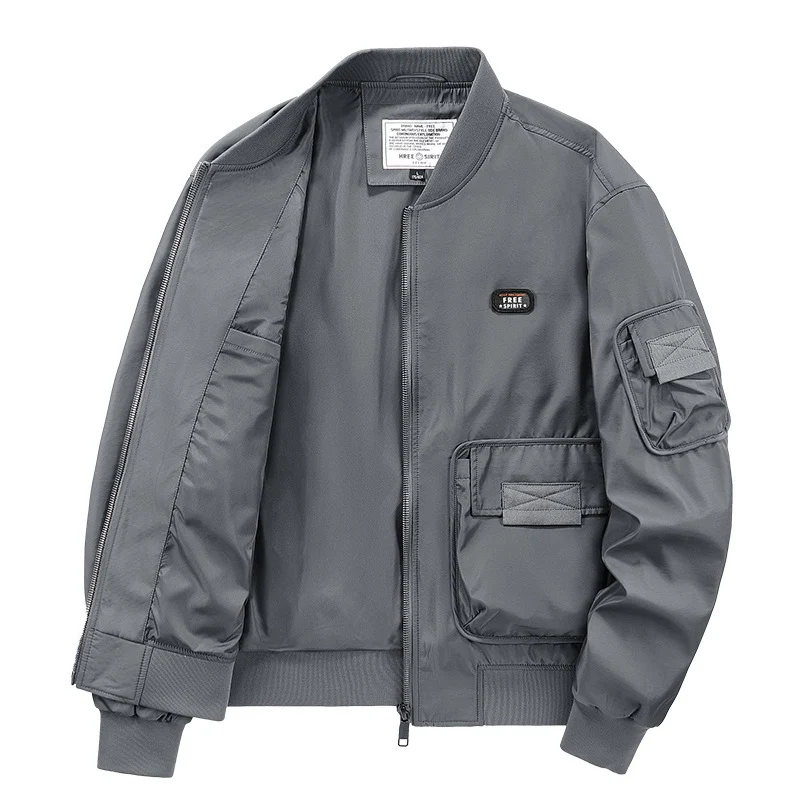 Herren leichter Nylon-Bomber mit Utility‑Taschen, Ärmel‑Organizer und geripptem Saum Nord Taschen