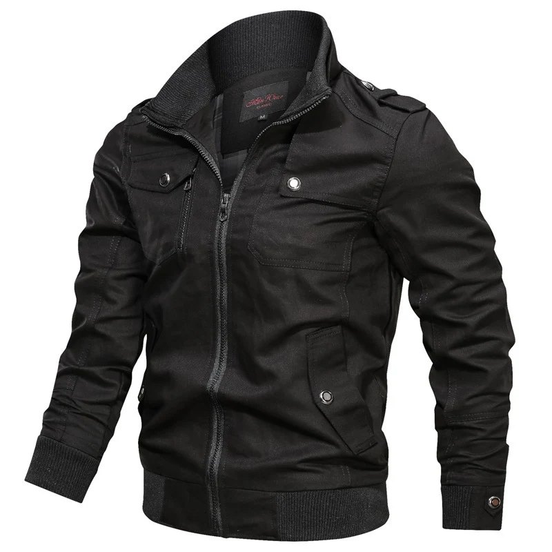 Herren robuste Canvas-Pilotenjacke mit Schulterepauletten, Rippbündchen und Multifunktions-Taschen Nord Taschen