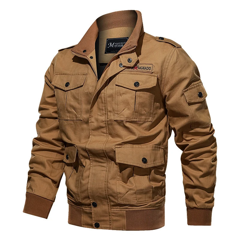 Herren robuste Canvas-Fliegerjacke im Utility-Fieldstil mit Schulterpatten und Mehrfachtaschen Nord Taschen
