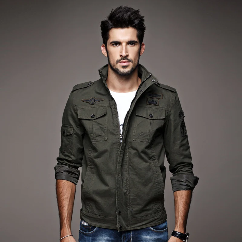 Herren robuste Canvas-Fieldjacke im Military-Utility-Stil mit Schulterpatten und Pattentaschen Nord Taschen