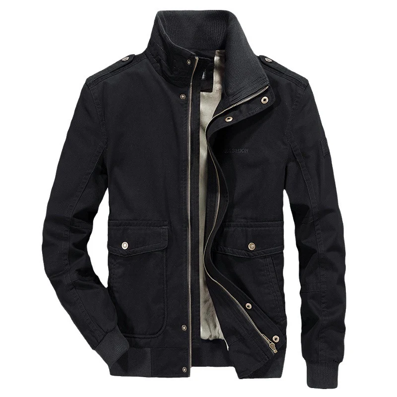 Herren robuste Canvas‑Field‑Bomberjacke mit Stehkragen, Schulterklappen und Mehrfach‑Taschen Nord Taschen