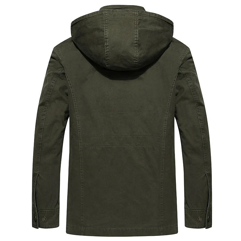 Herren robuste Canvas-Feldjacke mit Kapuze, Mehrfach-Taschen und verstärkten Nähten Nord Taschen